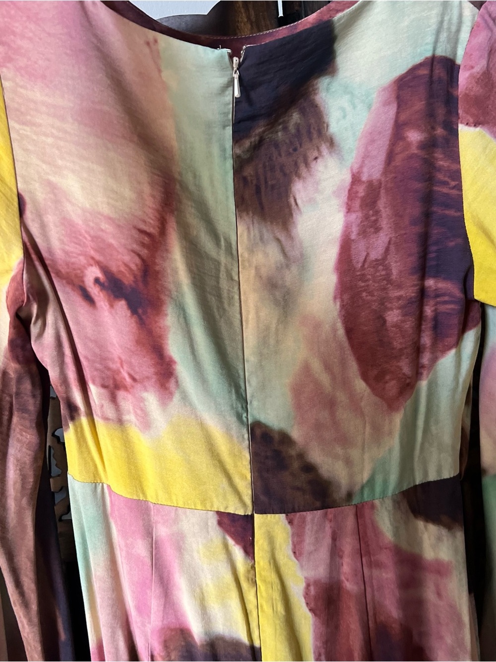 ASOS Yellow, Green, Burgundy & Pink Watercolor Maxi Dress - Picture 9 of 10